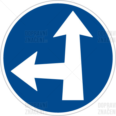 Přikázaný směr jízdy přímo a vlevo