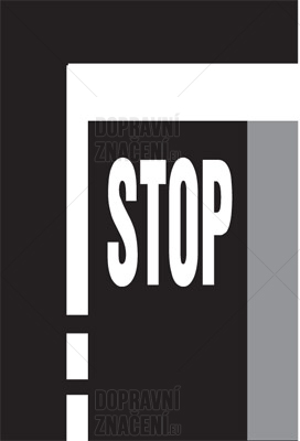 Příčná čára souvislá nápisem STOP